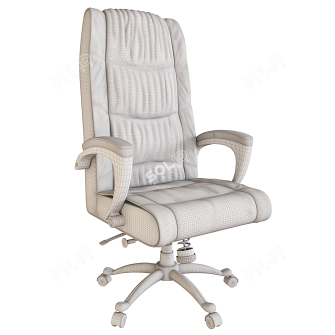 Elegant Black Leather Office Chair 3D model image 4