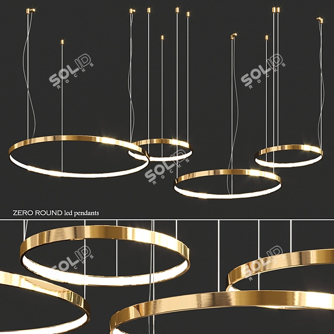 Zero Round Ring Pendant: Sleek and Stylish Illumination 3D model image 1