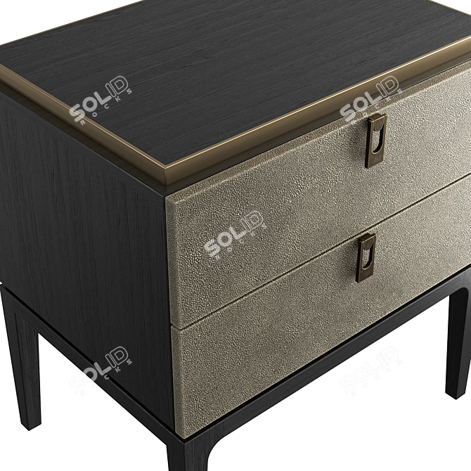 Glamor Bedside Table with Exquisite Leather Finish 3D model image 2