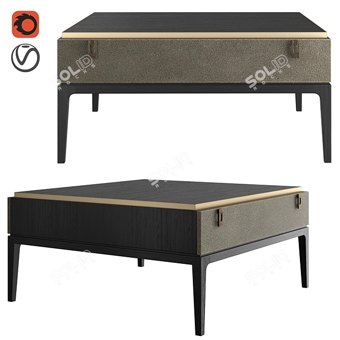 Glamor Leather Coffee Table: Elegant British Art Deco 3D model image 1