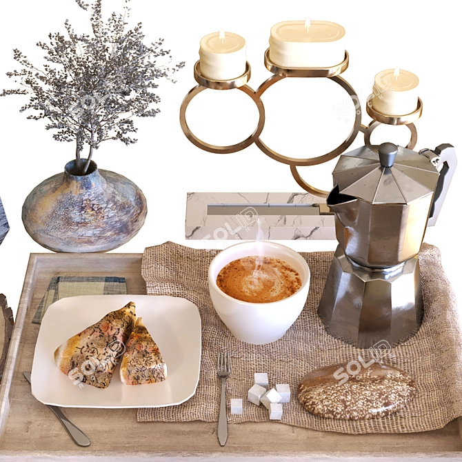 Modern Breakfast Table 004 3D model image 2