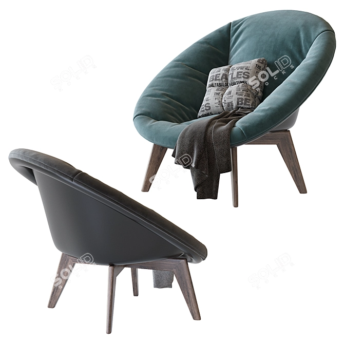 Vincent Sheppard Rattan Armchair: Stylish Oak Base 3D model image 2