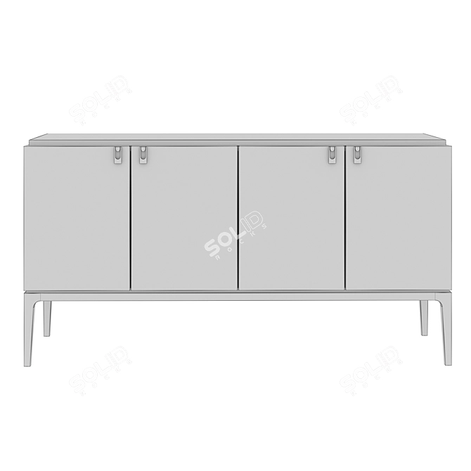 GlamorMediaConsole: Shagreen Leather & Brass in British Art Deco Style 3D model image 3