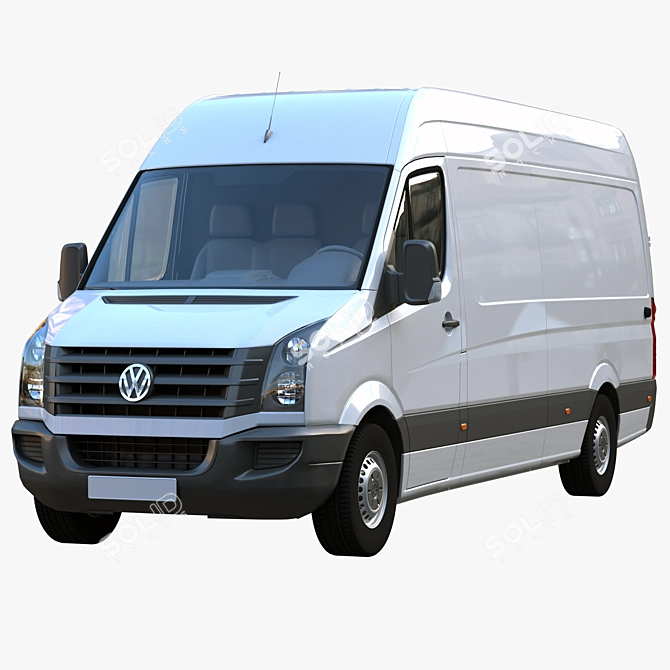 VW Crafter Box: Restyled & Spacious 3D model image 4