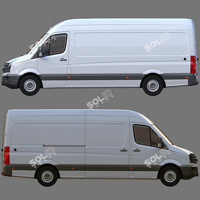 VW Crafter Box: Restyled & Spacious 3D model image 2