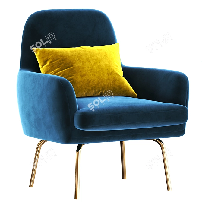 Luxury Vienna Velvet Blue Armchair 3D model image 1