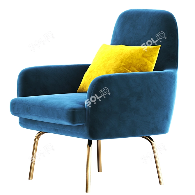 Luxury Vienna Velvet Blue Armchair 3D model image 3