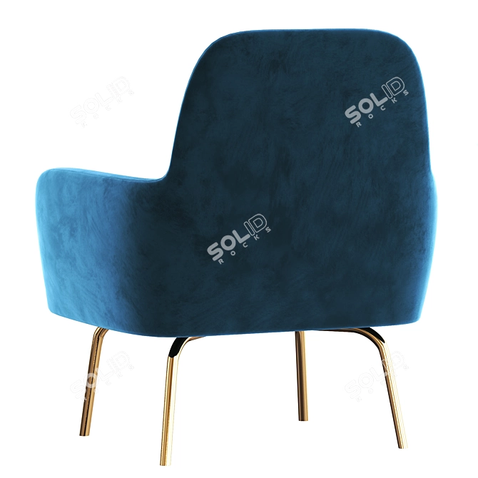 Luxury Vienna Velvet Blue Armchair 3D model image 4