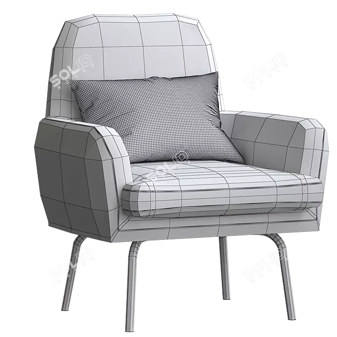 Luxury Vienna Velvet Blue Armchair 3D model image 5