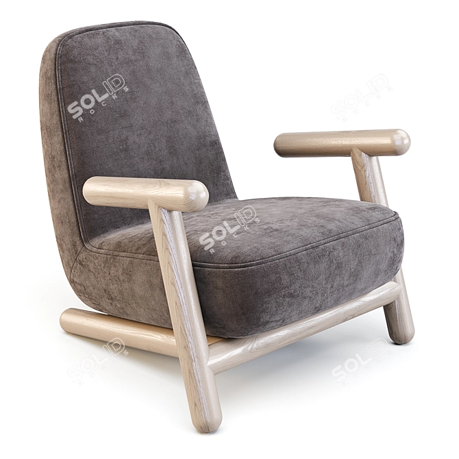 Bold Wood Frame Armchair by HC28: Customizable Design 3D model image 3