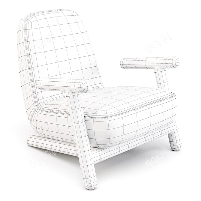 Bold Wood Frame Armchair by HC28: Customizable Design 3D model image 4