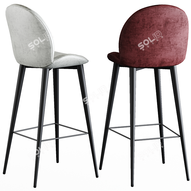 Elegant Velvet Barstool: Danetti Clara 3D model image 2