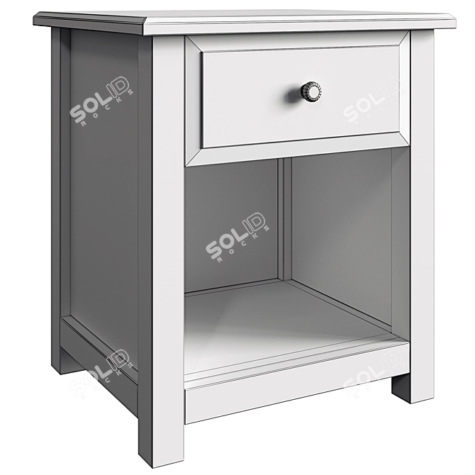 Classic White Bedside Table with Drawer 3D model image 2