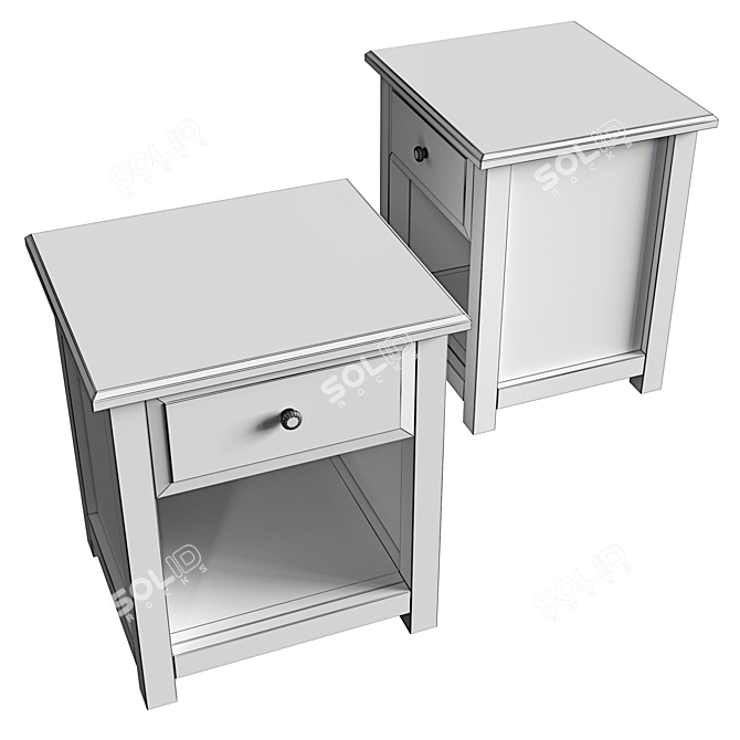 Classic White Bedside Table with Drawer 3D model image 4