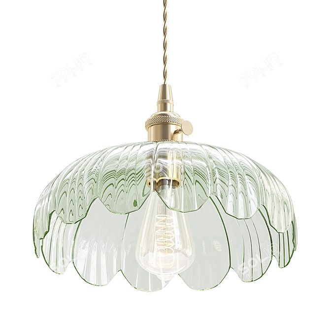 Vintage Green Glass Pendant Light 3D model image 1