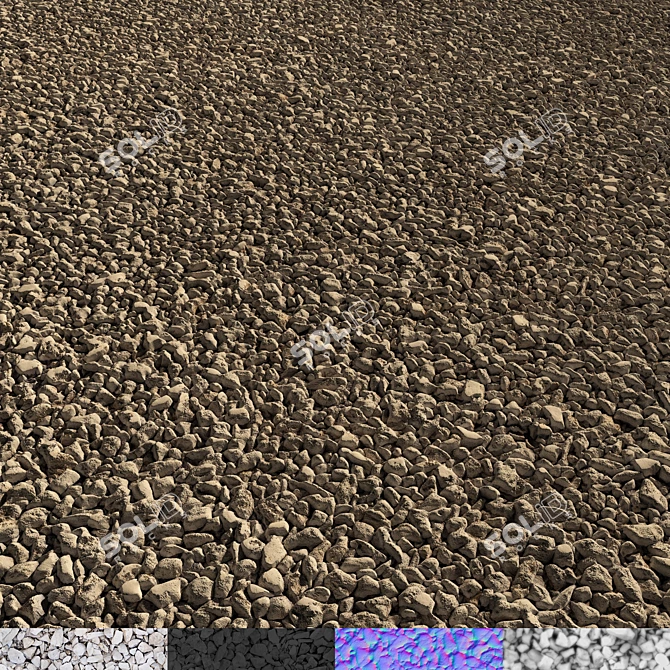 Premium Gravel Set: High-Quality Textures & Multiple Options 3D model image 3