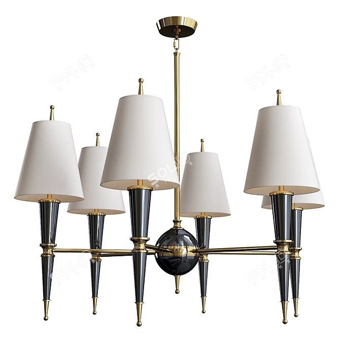 Elegant Versailles Chandelier with Hand-Painted Shade 3D model image 1