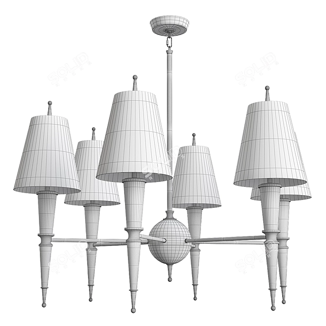 Elegant Versailles Chandelier with Hand-Painted Shade 3D model image 2