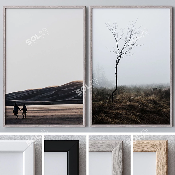 Versatile Photo Frames Set: 4 Colors, Glass, High-Quality Textures 3D model image 1