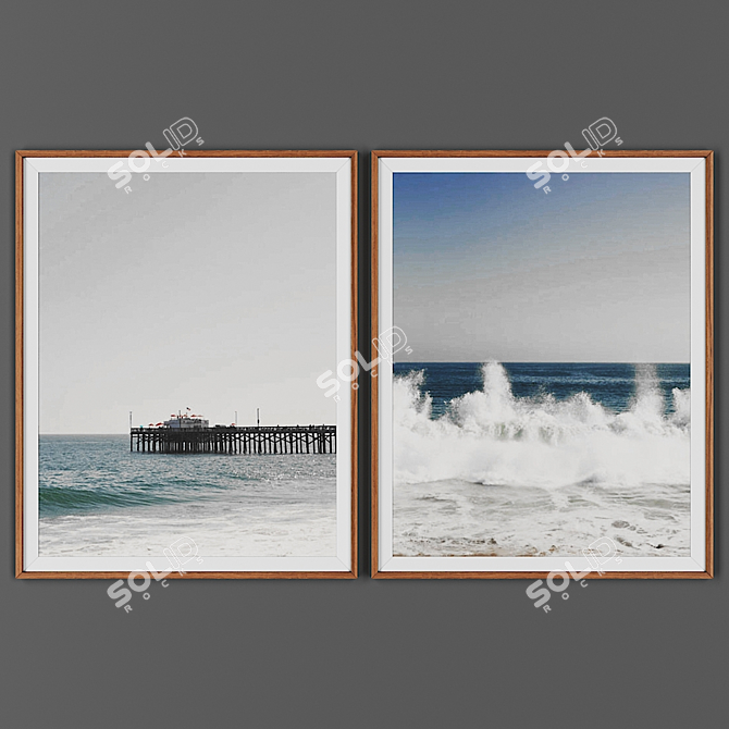 Vintage Wood Frame Duo: The Perfect Picture Pair 3D model image 1