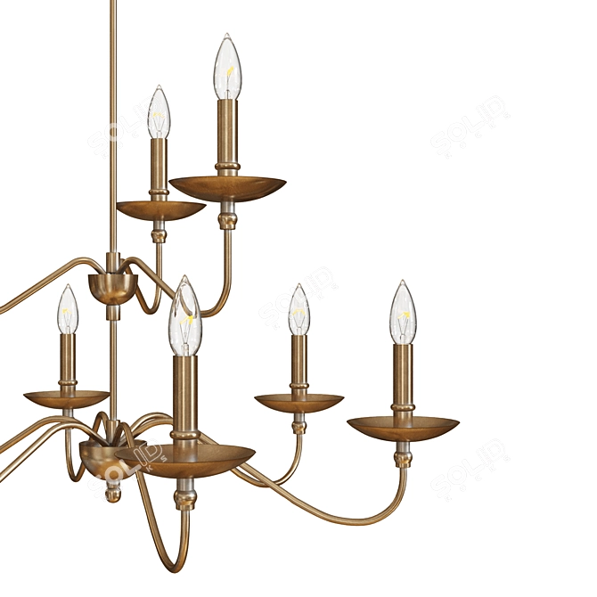 Elegant Steel Wellsley Chandelier 3D model image 1