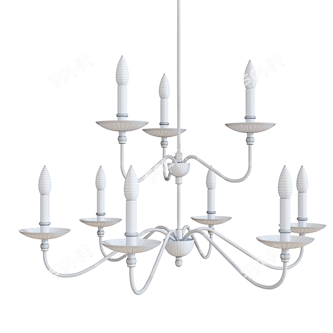 Elegant Steel Wellsley Chandelier 3D model image 3