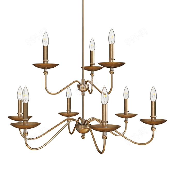 Elegant Steel Wellsley Chandelier 3D model image 4