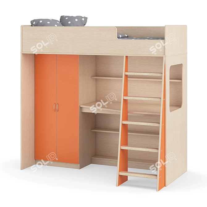 Legenda K37 Kids Modular Loft Bed 3D model image 2