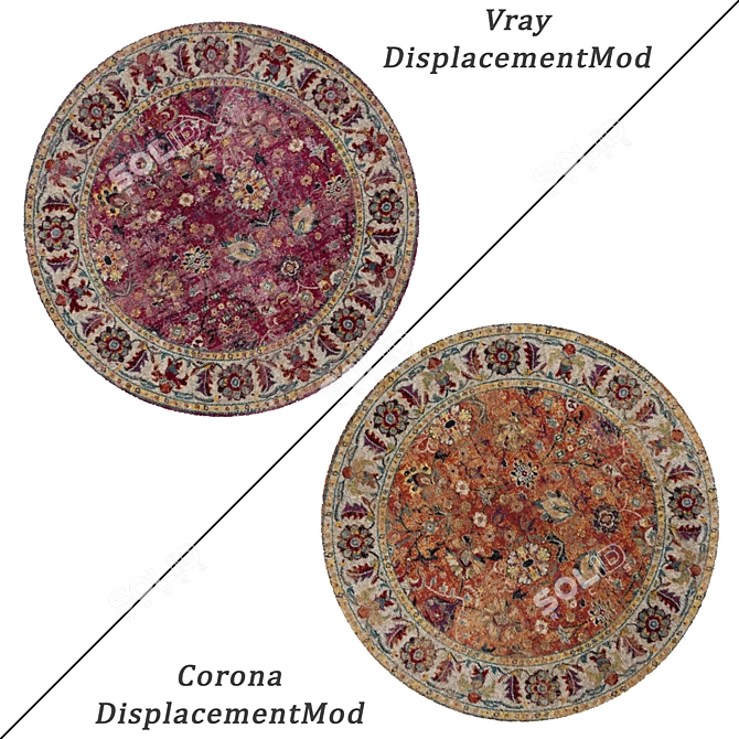 Stylish Round Carpets Set 3D model image 2