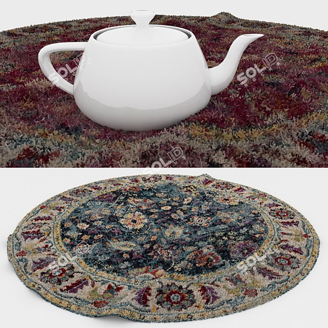 Stylish Round Carpets Set 3D model image 3