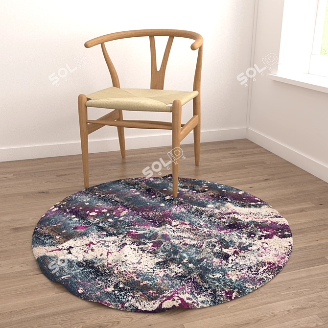 Round Carpets Set - Versatile and Detailed Rugs 3D model image 4
