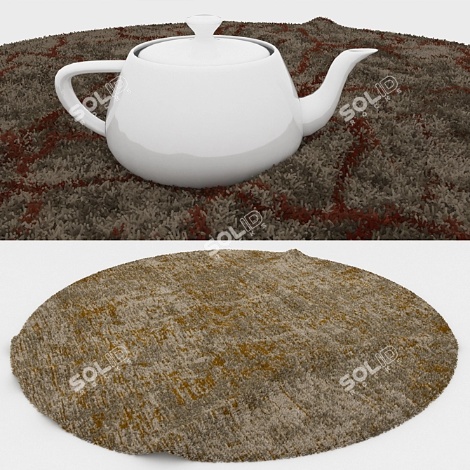 Round Carpets Set: Versatile 3D Rug Collection 3D model image 3