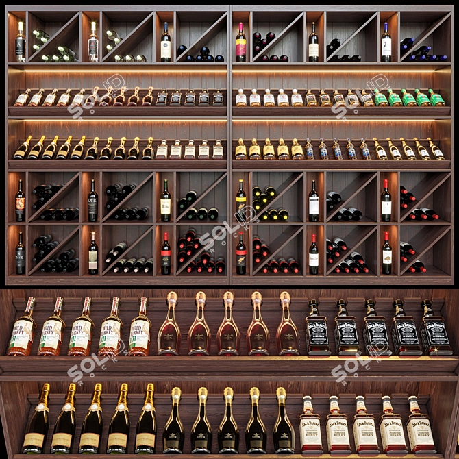 Modern Wine Shelf for Stylish Storage 3D model image 2