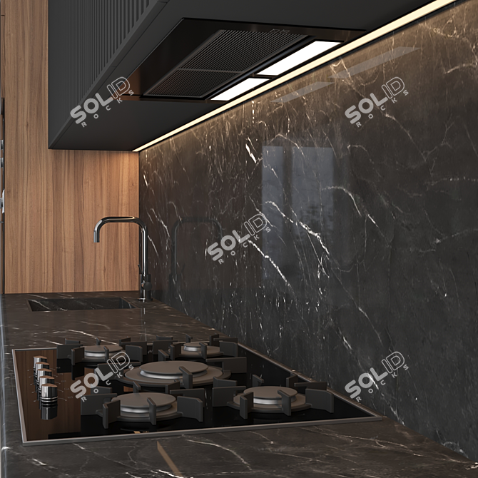 Sleek Island Kitchen: Modern, Versatile, High-Quality 3D model image 2