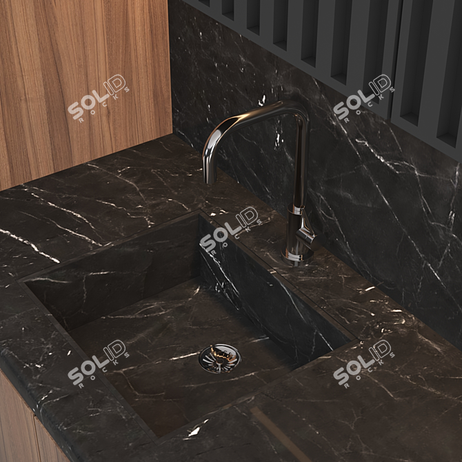 Sleek Island Kitchen: Modern, Versatile, High-Quality 3D model image 3