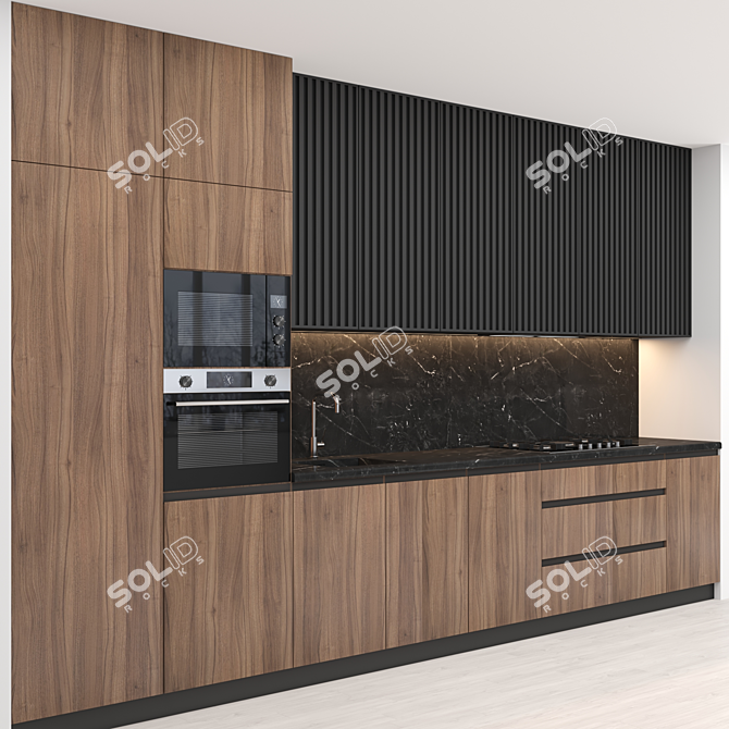 Sleek Island Kitchen: Modern, Versatile, High-Quality 3D model image 4