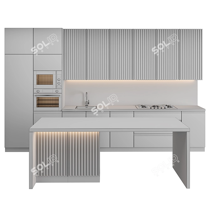 Sleek Island Kitchen: Modern, Versatile, High-Quality 3D model image 5