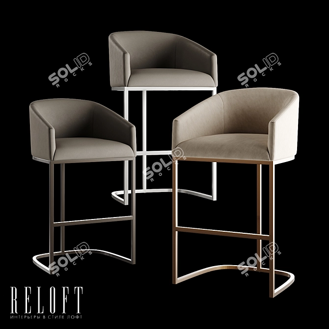 Emery Leather Slope Dining Chair 3D model image 1