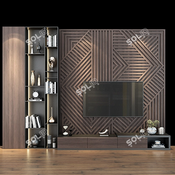 Sleek TV Wall 0172 3D model image 2