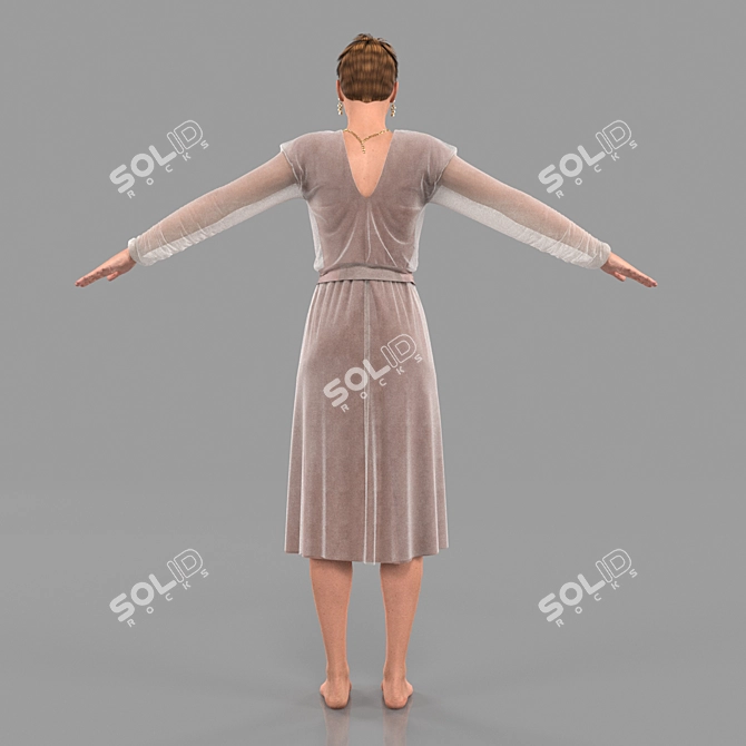 Elegant Dress Girl 3D model image 2