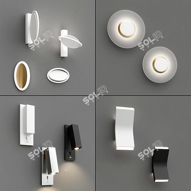 Sleek and Stylish GROK Wall Lamps 3D model image 1