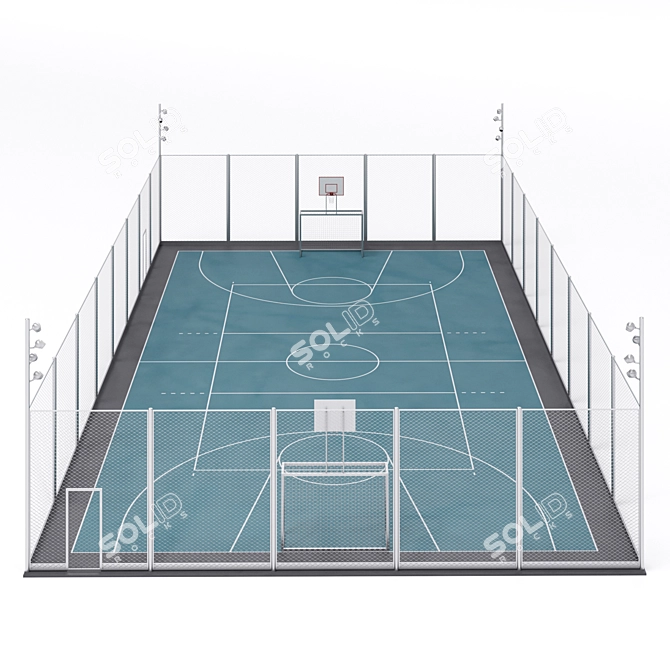 Versatile Fenced Sport Zone 3D model image 1