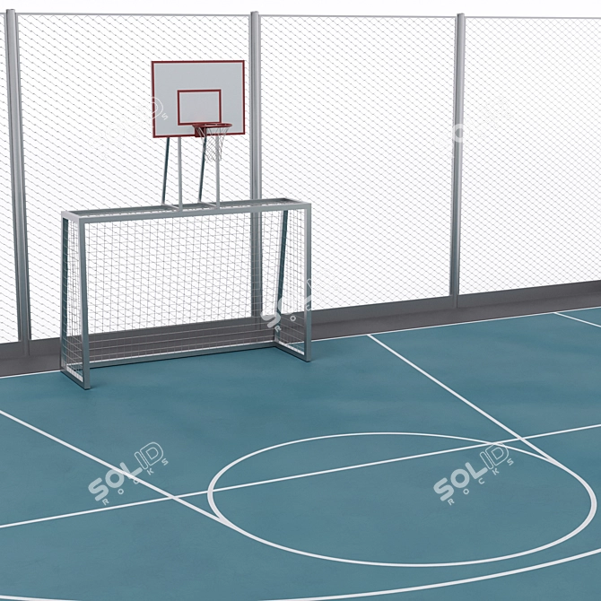 Versatile Fenced Sport Zone 3D model image 4