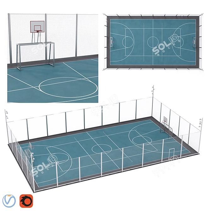 Versatile Fenced Sport Zone 3D model image 5