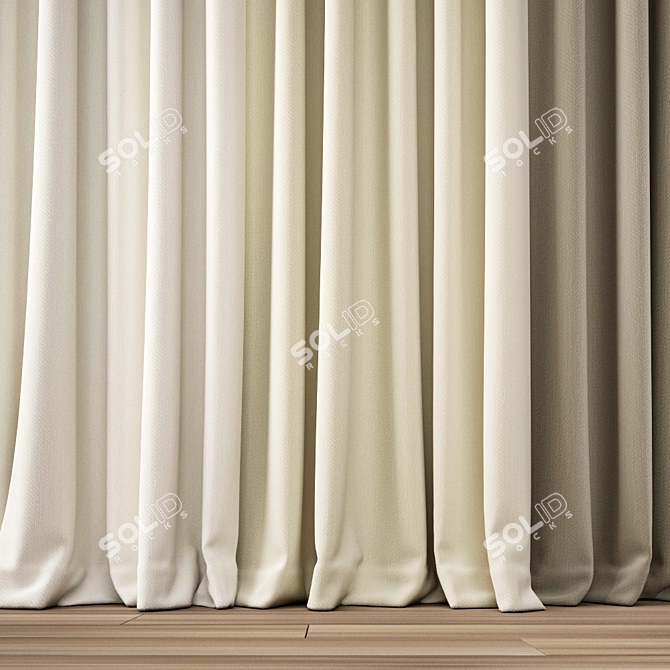 Elegant Textured Curtain 3D model image 2