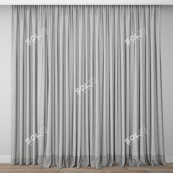 Elegant Textured Curtain 3D model image 3