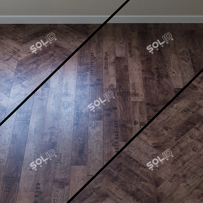 Rustic Vintage Parquet Flooring 3D model image 1