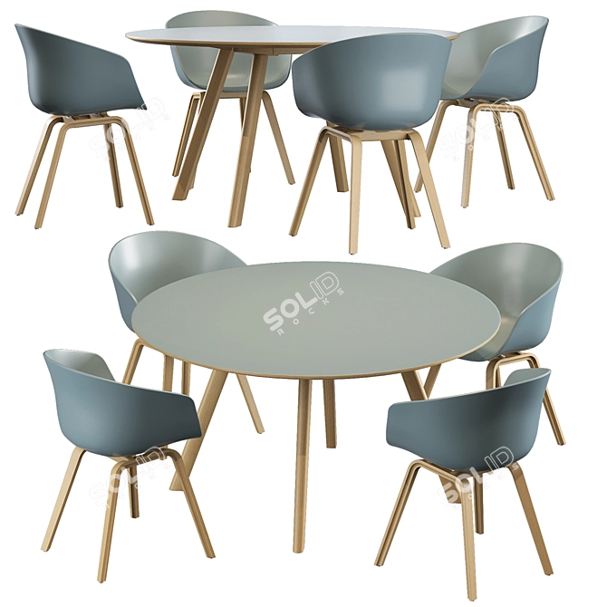 Modern Eco Chair & Round Table 3D model image 1