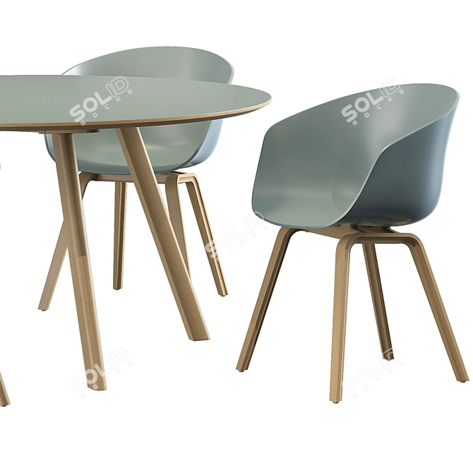 Modern Eco Chair & Round Table 3D model image 2