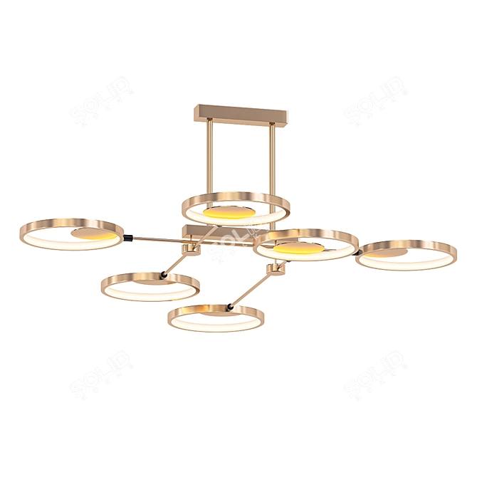 Brass LED Ring Chandelier 3D model image 1